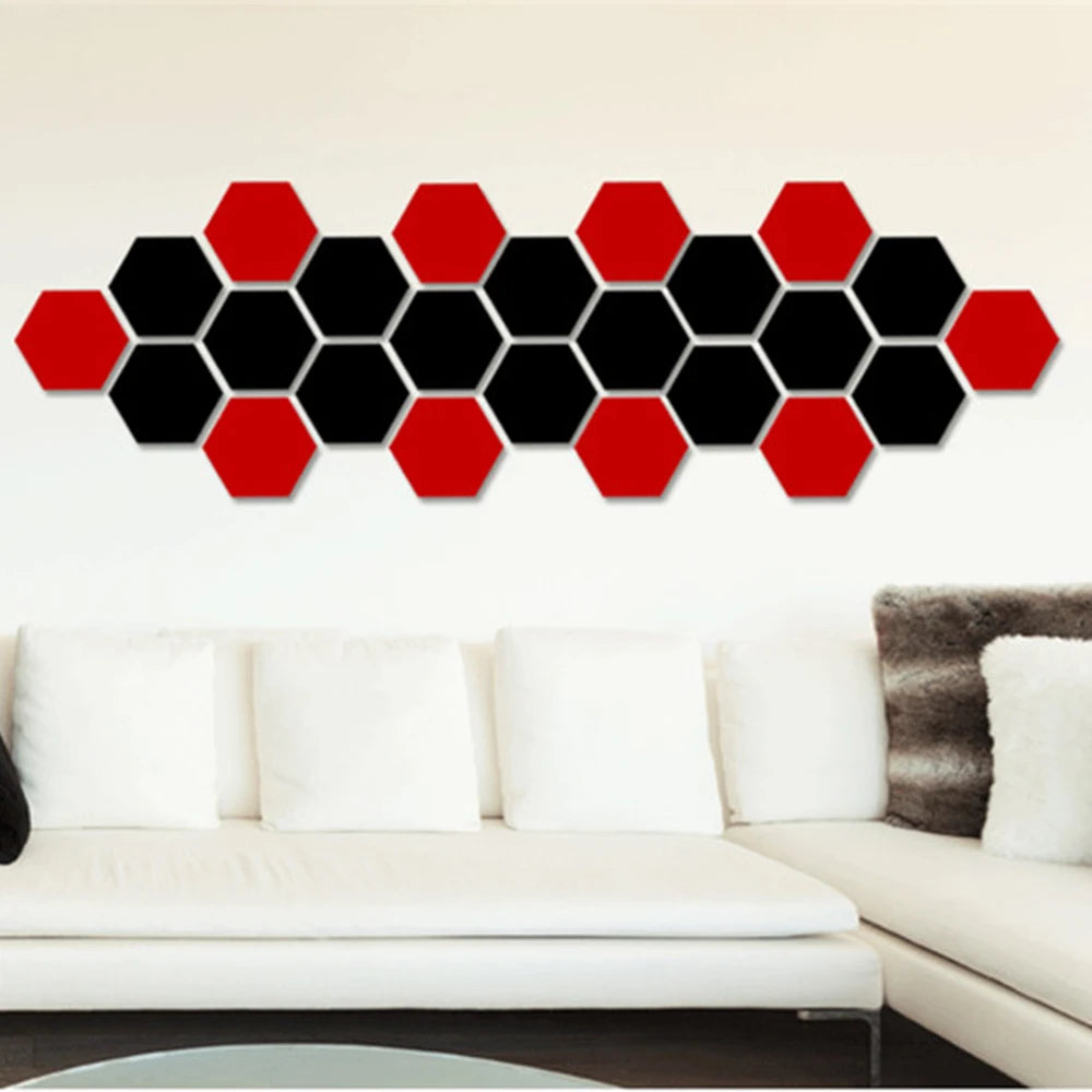 Hexagon Mirror Wall Stickers 3D