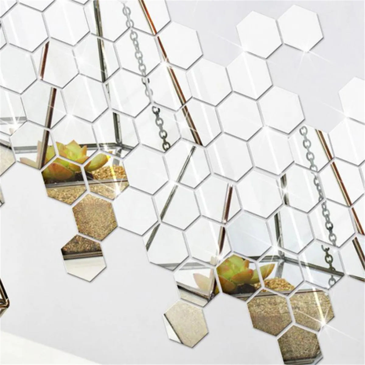 Hexagon Mirror Wall Stickers 3D