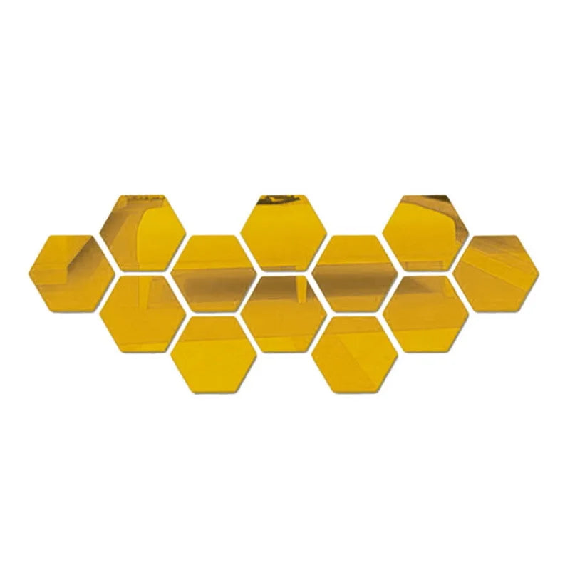 Hexagon Mirror Wall Stickers 3D