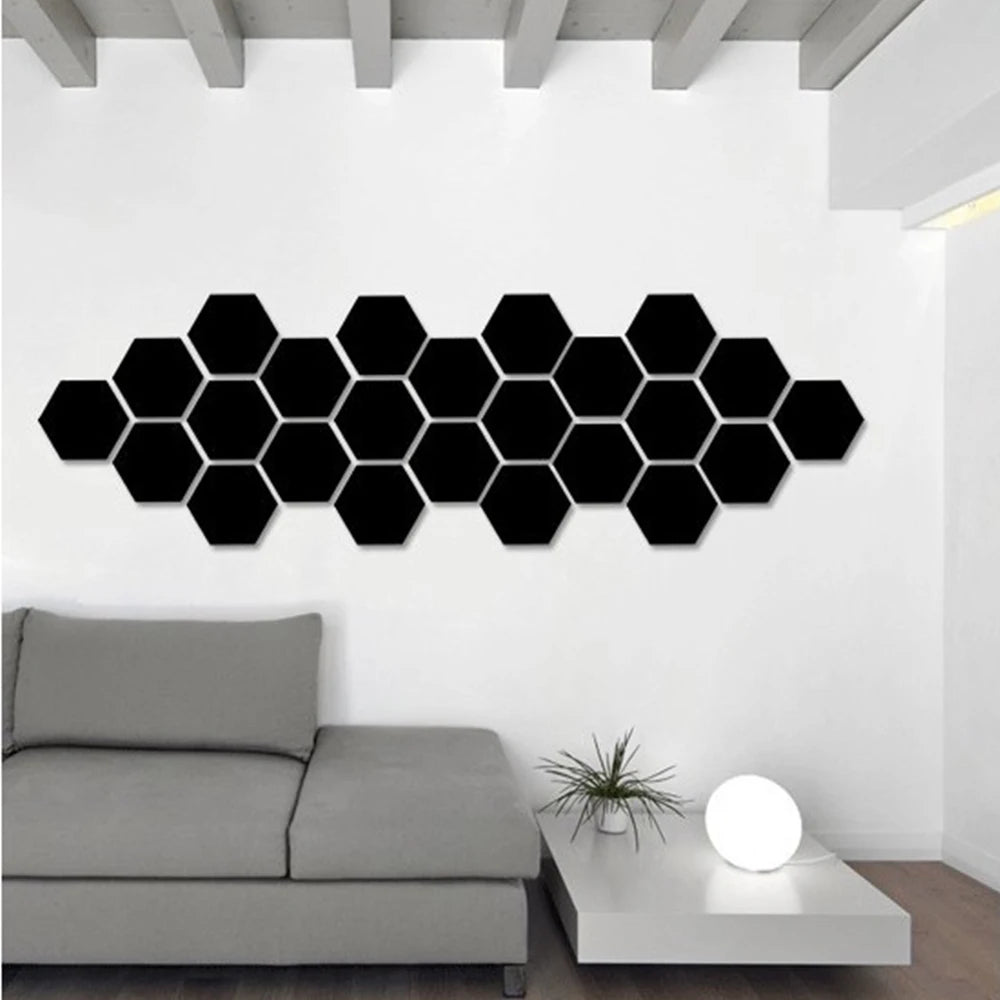 Hexagon Mirror Wall Stickers 3D