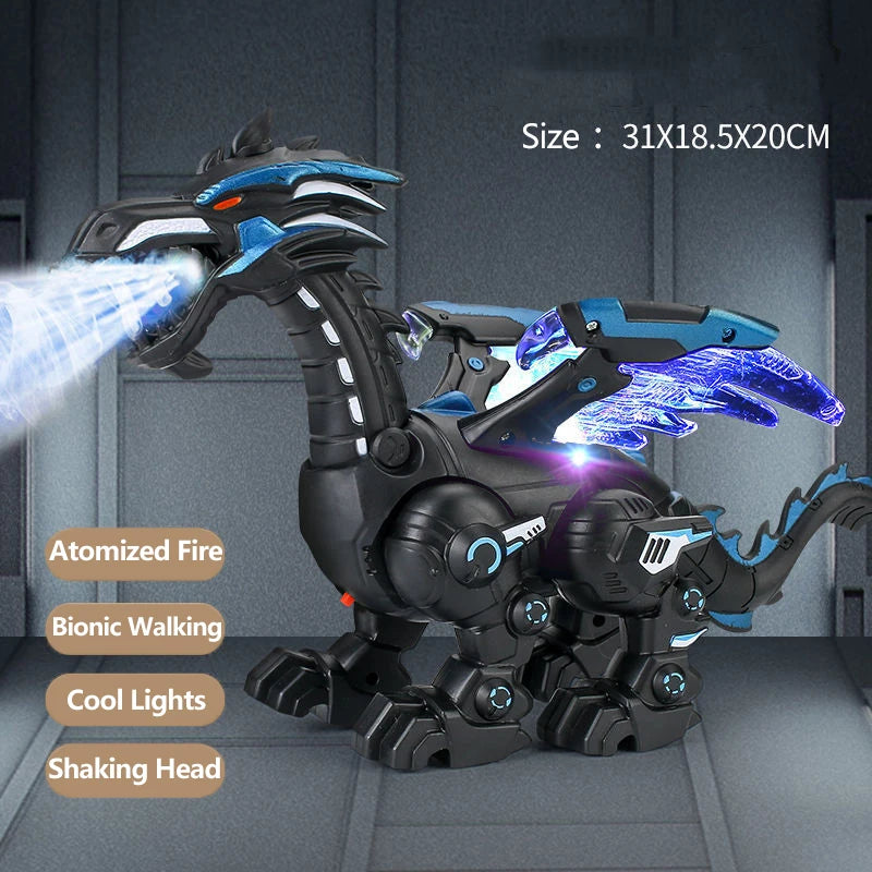 Simulation Fire Mechanical Dinoasur Water Spray Cool Light Electric