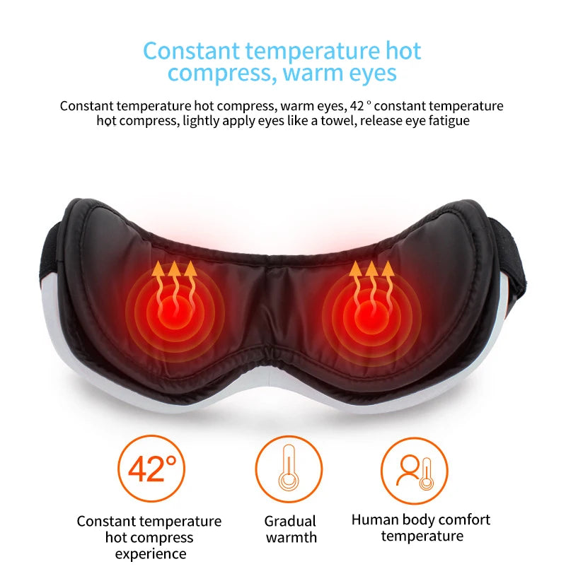 Oculos de massagens, Vibração, Pressão Airbag, Compressa Quente, música Bluetooth, Relaxar, Fadiga