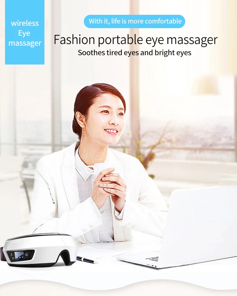 Oculos de massagens, Vibração, Pressão Airbag, Compressa Quente, música Bluetooth, Relaxar, Fadiga