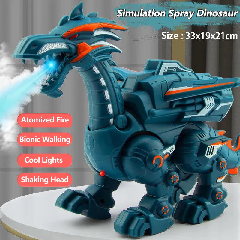 Simulation Fire Mechanical Dinoasur Water Spray Cool Light Electric