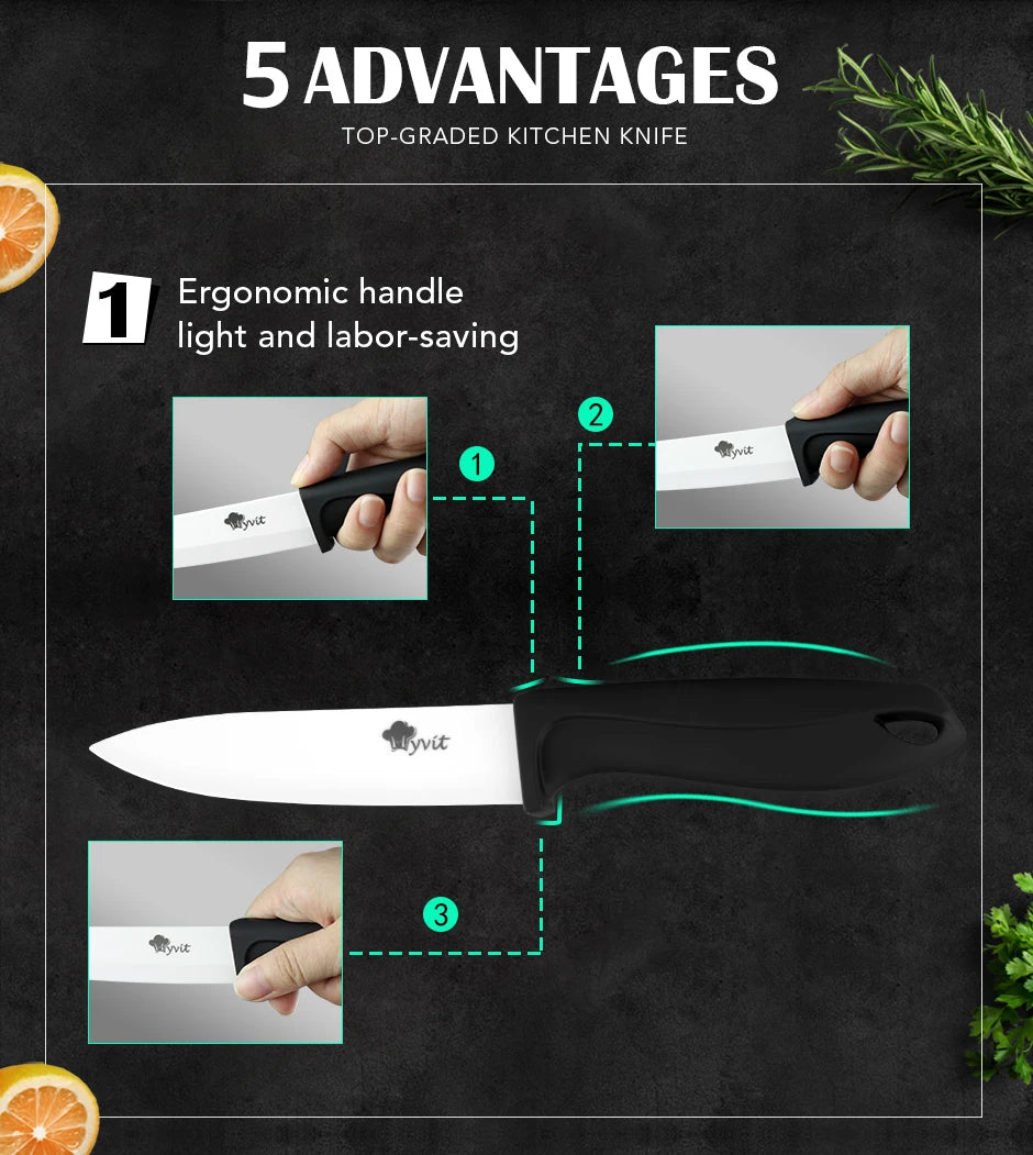 Ceramic Knife Set 3 4 5 6 inch Chef Utility Slicer Paring Ceramic Knives with Peeler Kitchen Knife Zirconia Blade Cooking Cutter