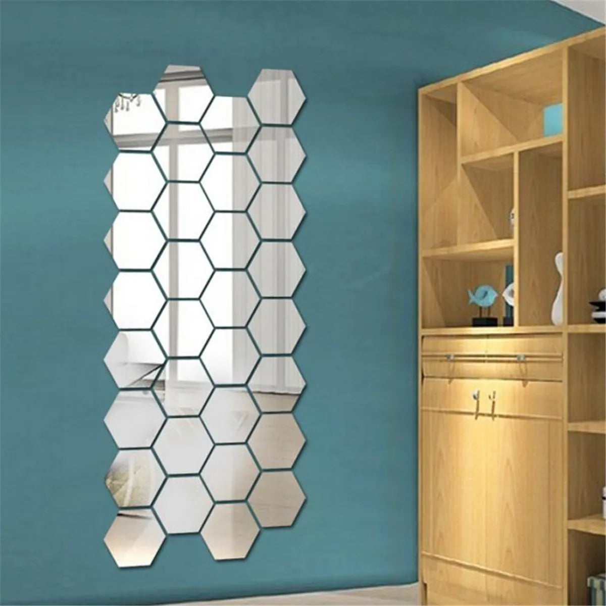 Hexagon Mirror Wall Stickers 3D