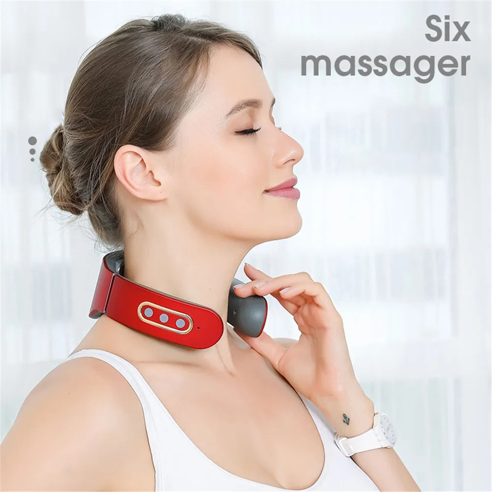 Shoulder Pulse Massager 6 mode 9 levels Adjustable Heat Cervical Vertebra Relax Pain Relief