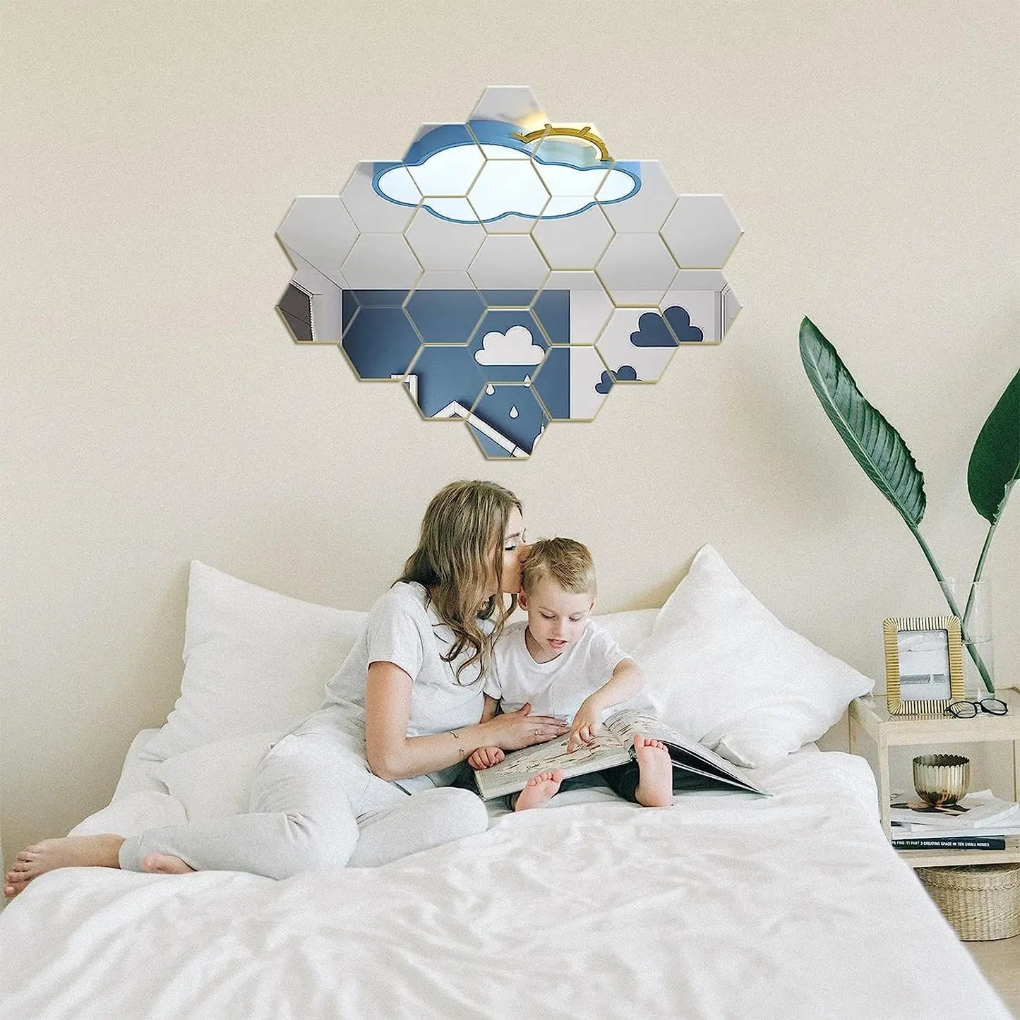 Hexagon Mirror Wall Stickers 3D