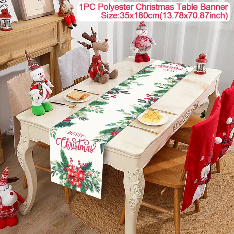 Christmas Table Runner Cloth Merry Christmas Table Decor