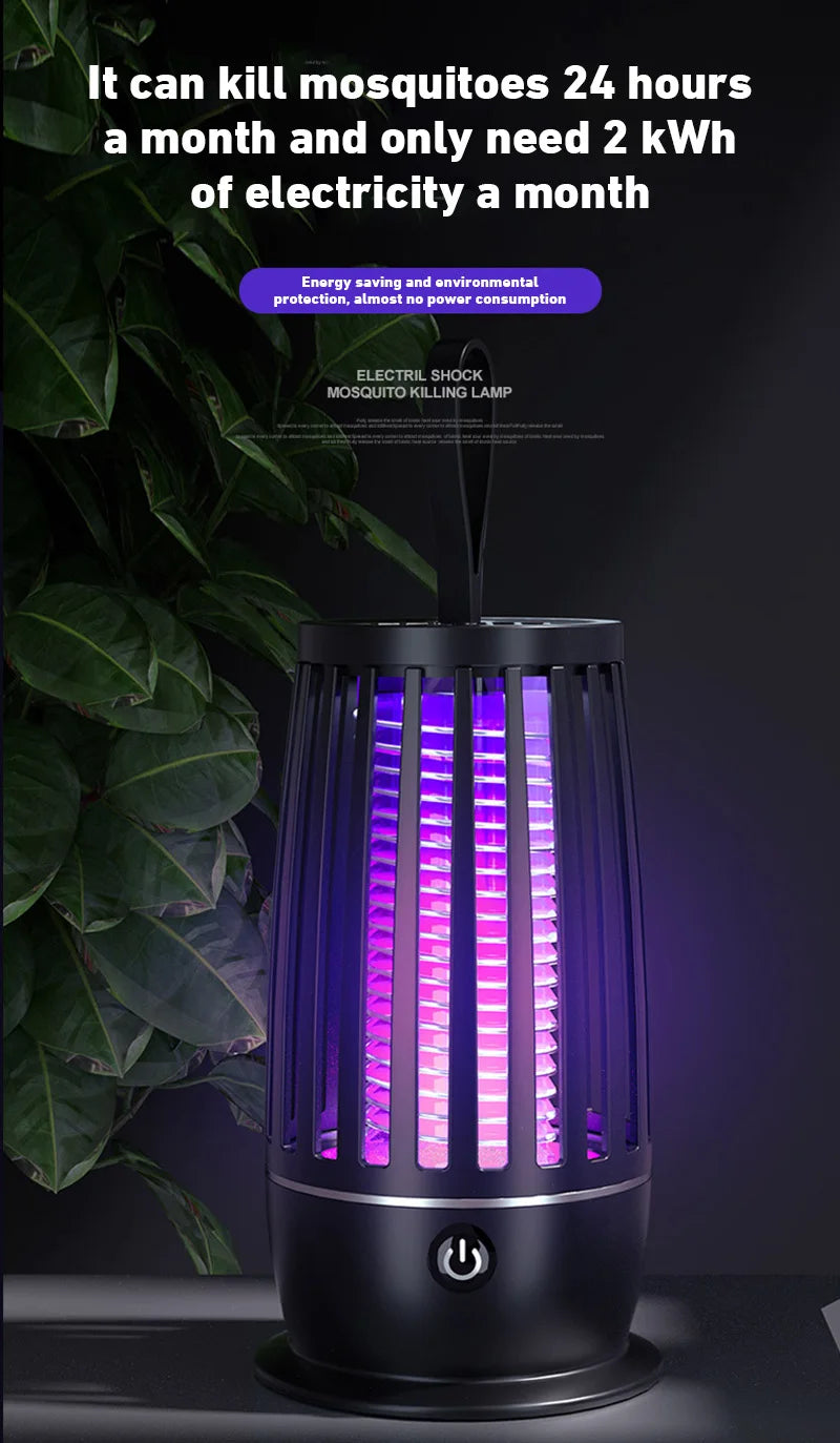 Portable electric lamp that kills mosquitoes, flies and other insects