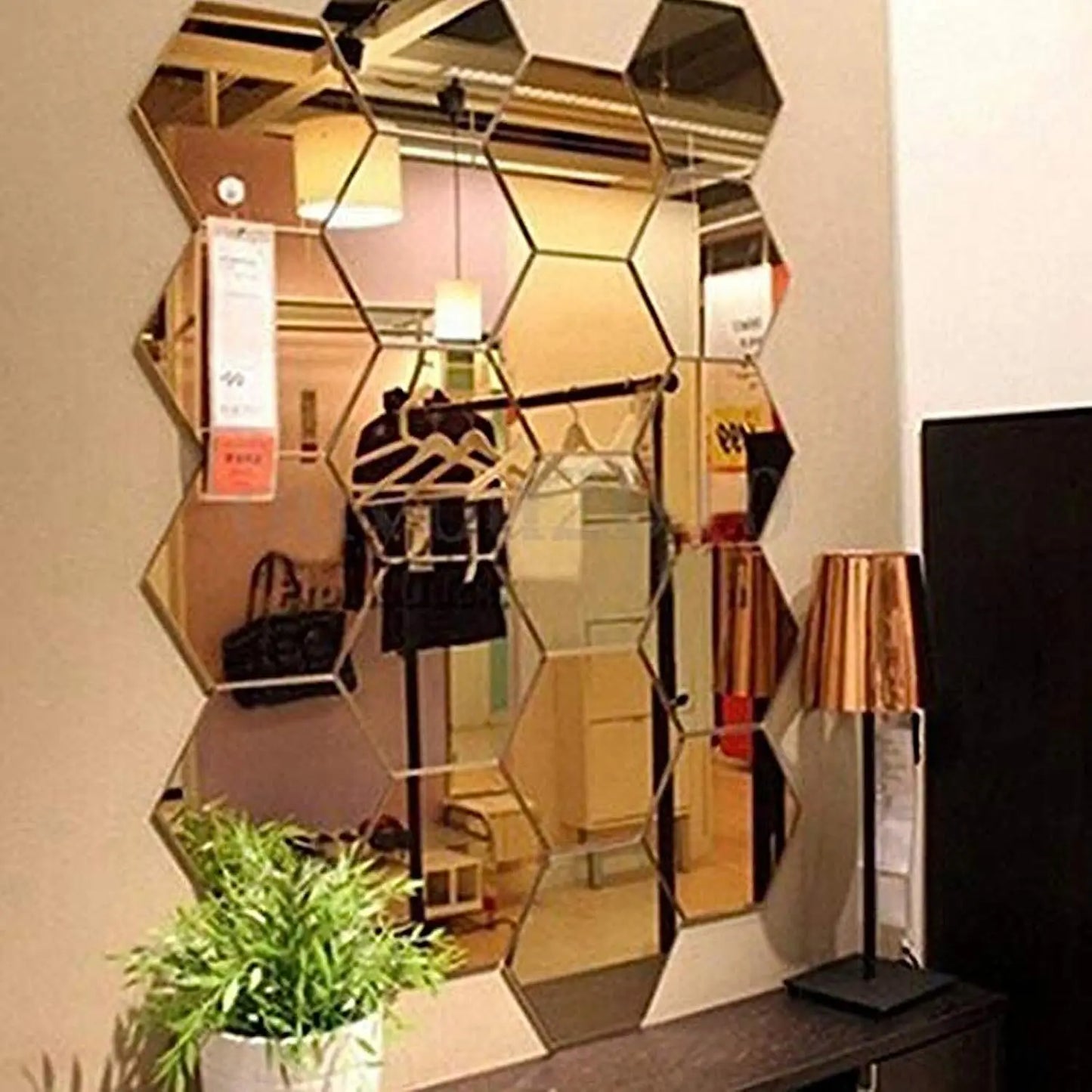 Hexagon Mirror Wall Stickers 3D