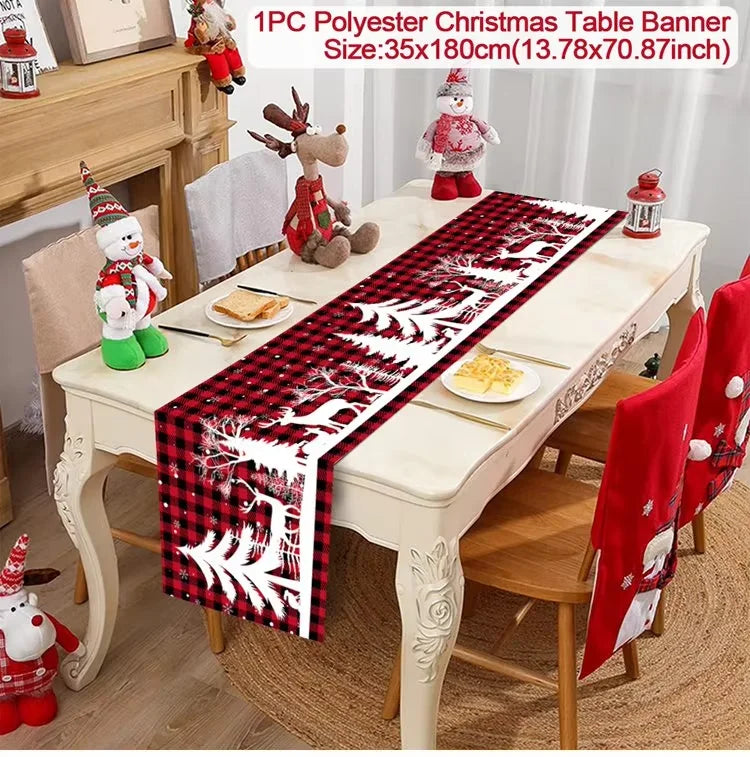 Christmas Table Runner Cloth Merry Christmas Table Decor