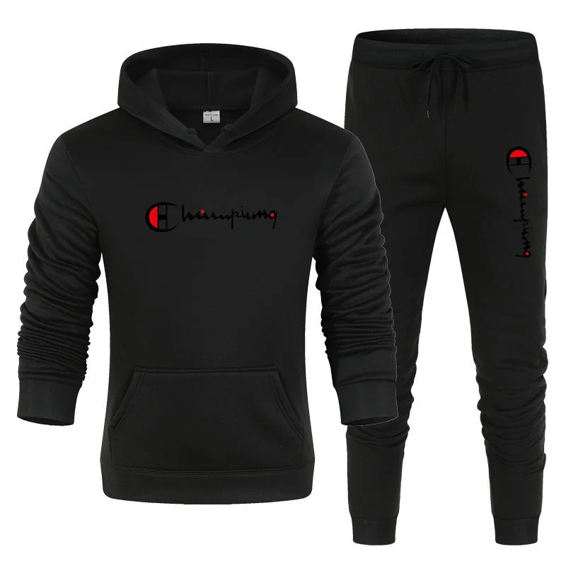 Men's Tracksuit Hooded Sweatshirt+Sweatpants 2 Pcs