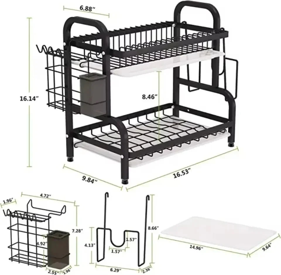 Kitchen Dish Rack Household Multi-Storey Bowls And Chopsticks Storage Cupboard Stainless Steel Drain Retro Style Organizer Shelf