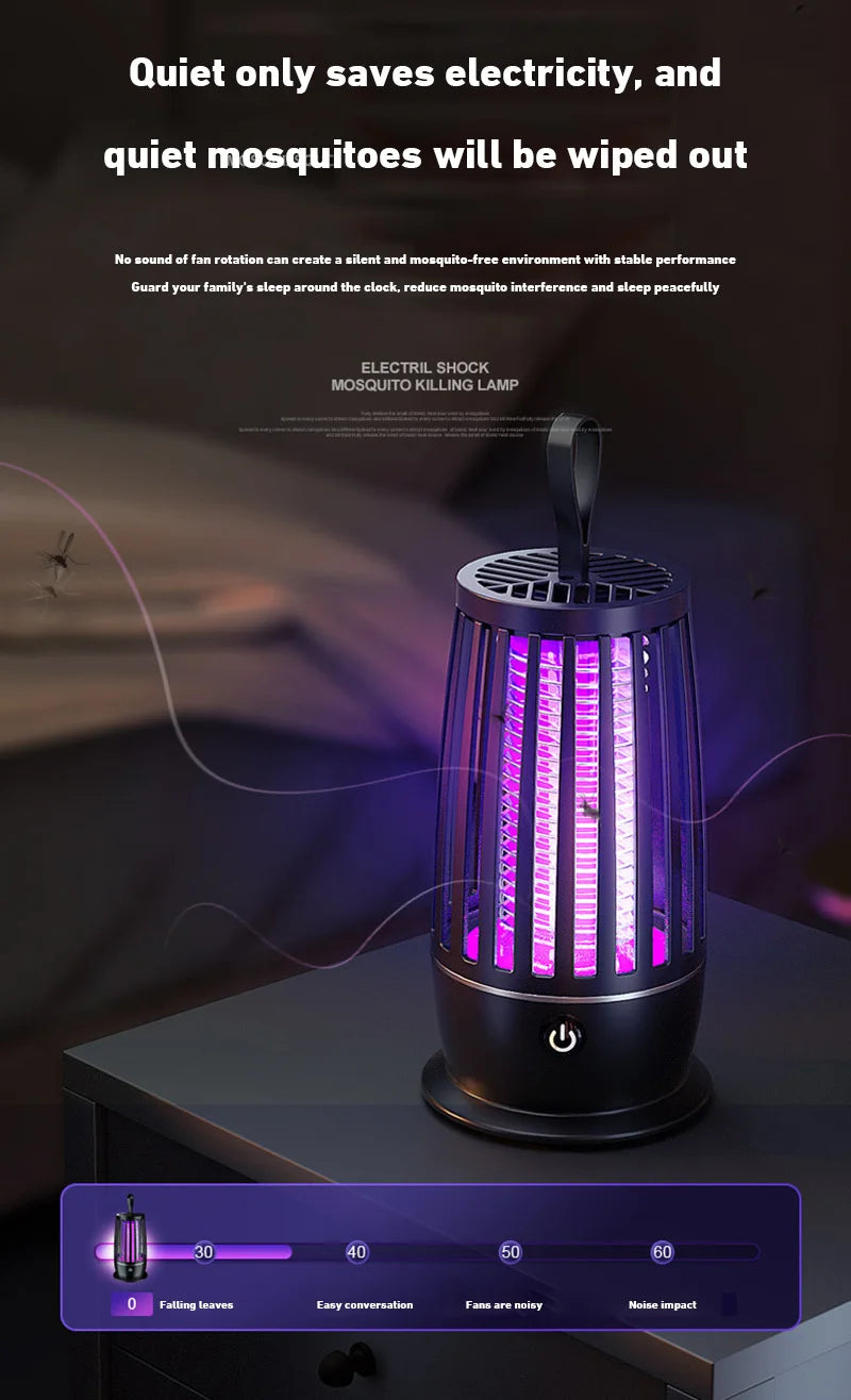 Portable electric lamp that kills mosquitoes, flies and other insects