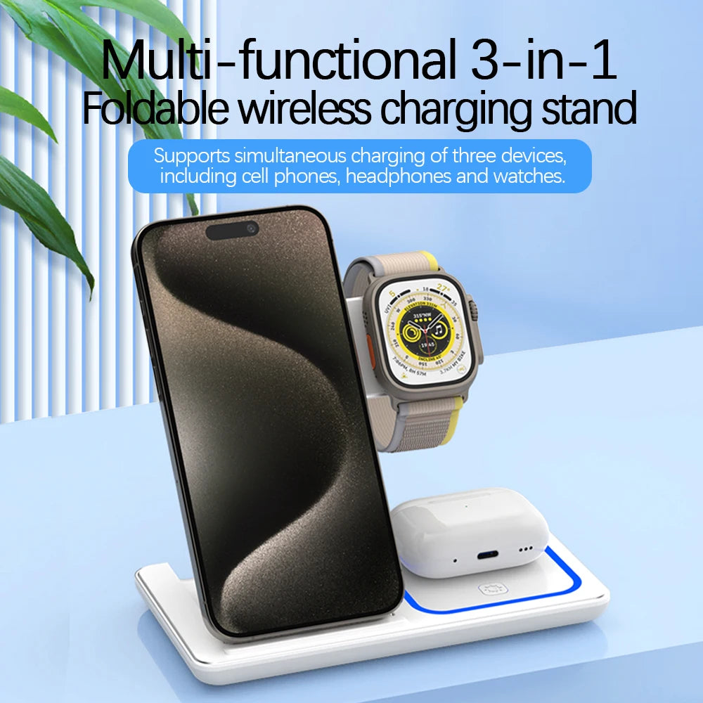 30W LED Fast Wireless Charger Stand 3 in 1