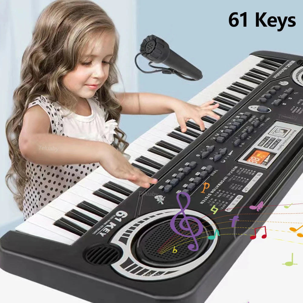 Kids Electronic Piano Keyboard 61 Keys Organ with Microphone