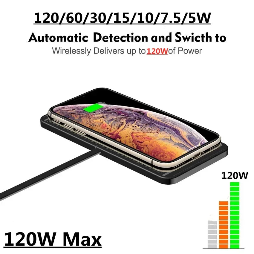 120W Wireless Charger Car Silicone Pad Stand