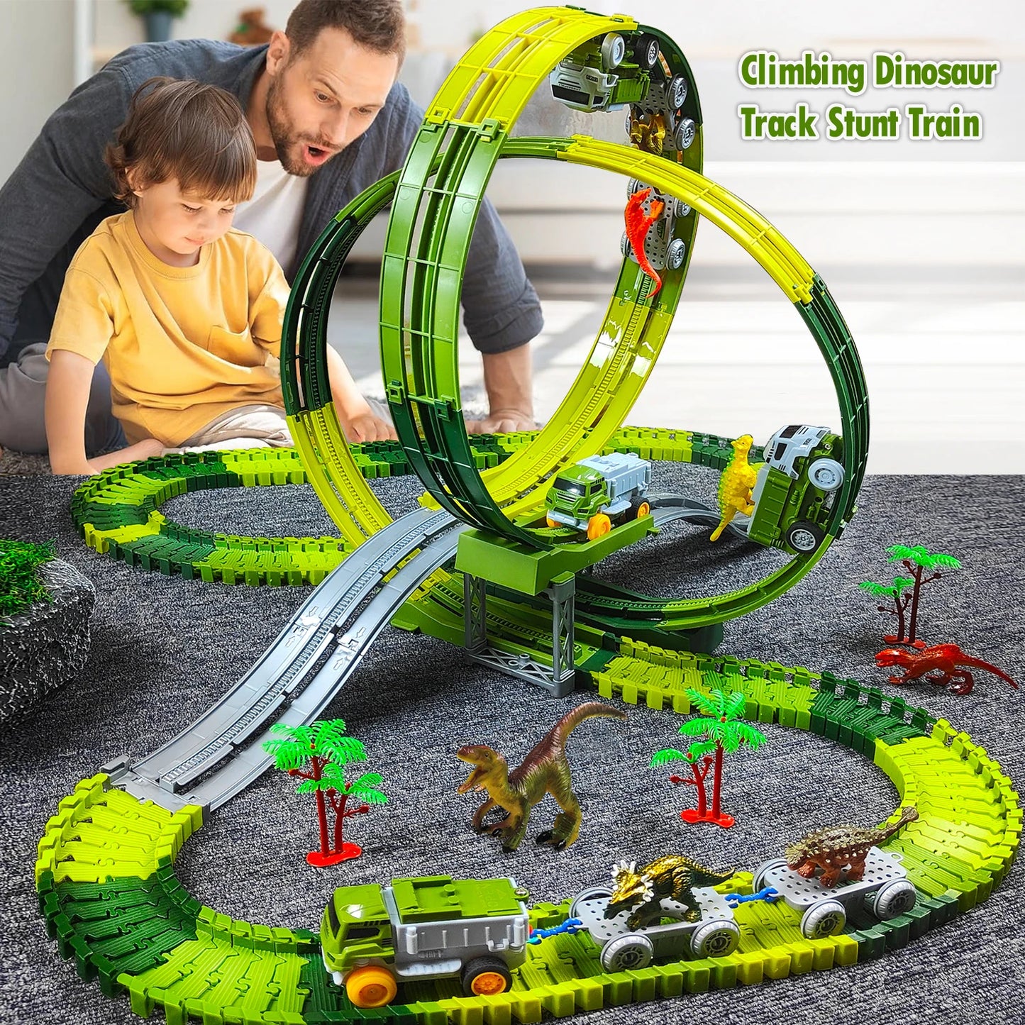 Children Electric Track Toy Car Dinosaur