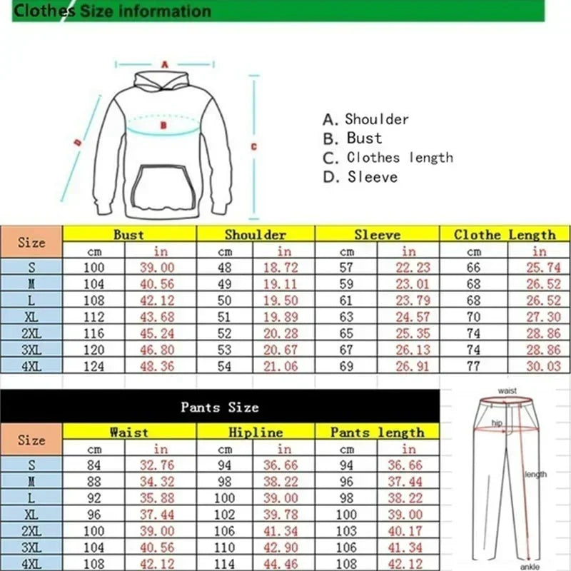 Basic Men/Women 2Pcs/Sets Sweatshirt Hoodies Pants