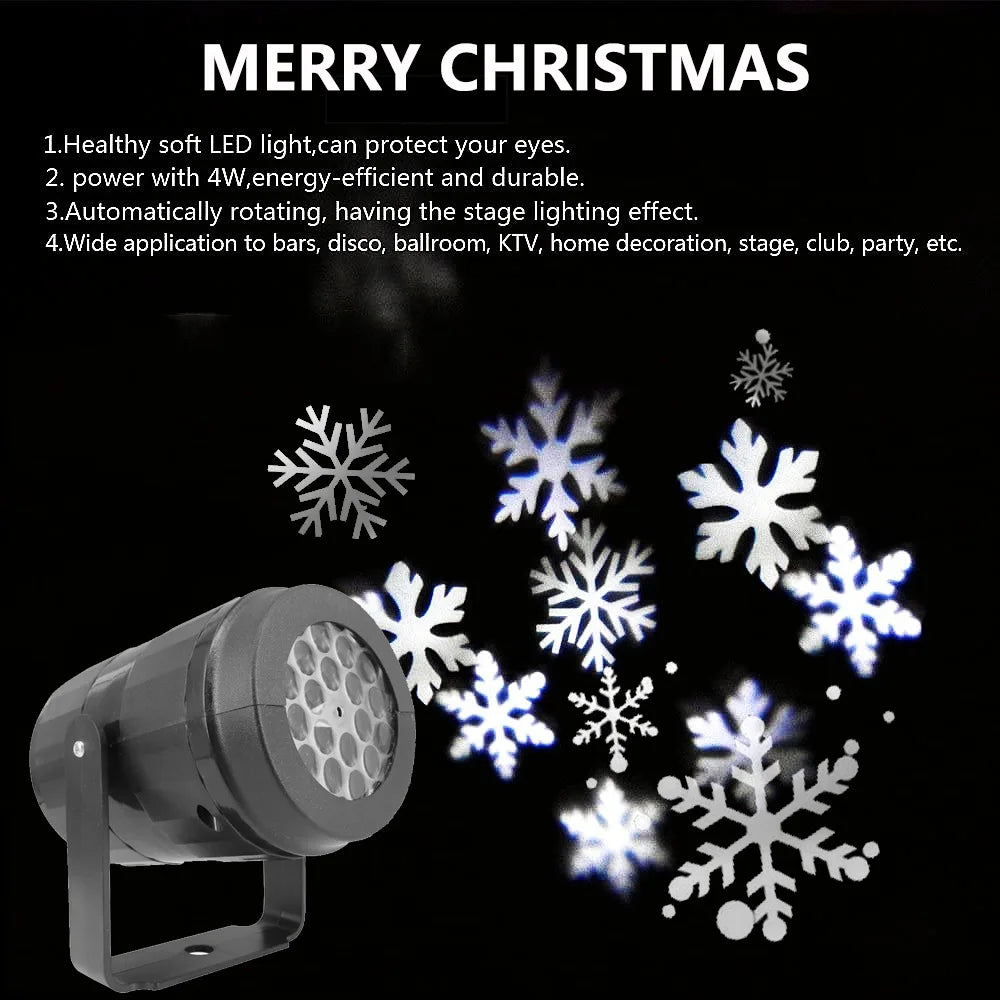 LED USB Snowflake Projector Holiday Lights Christmas