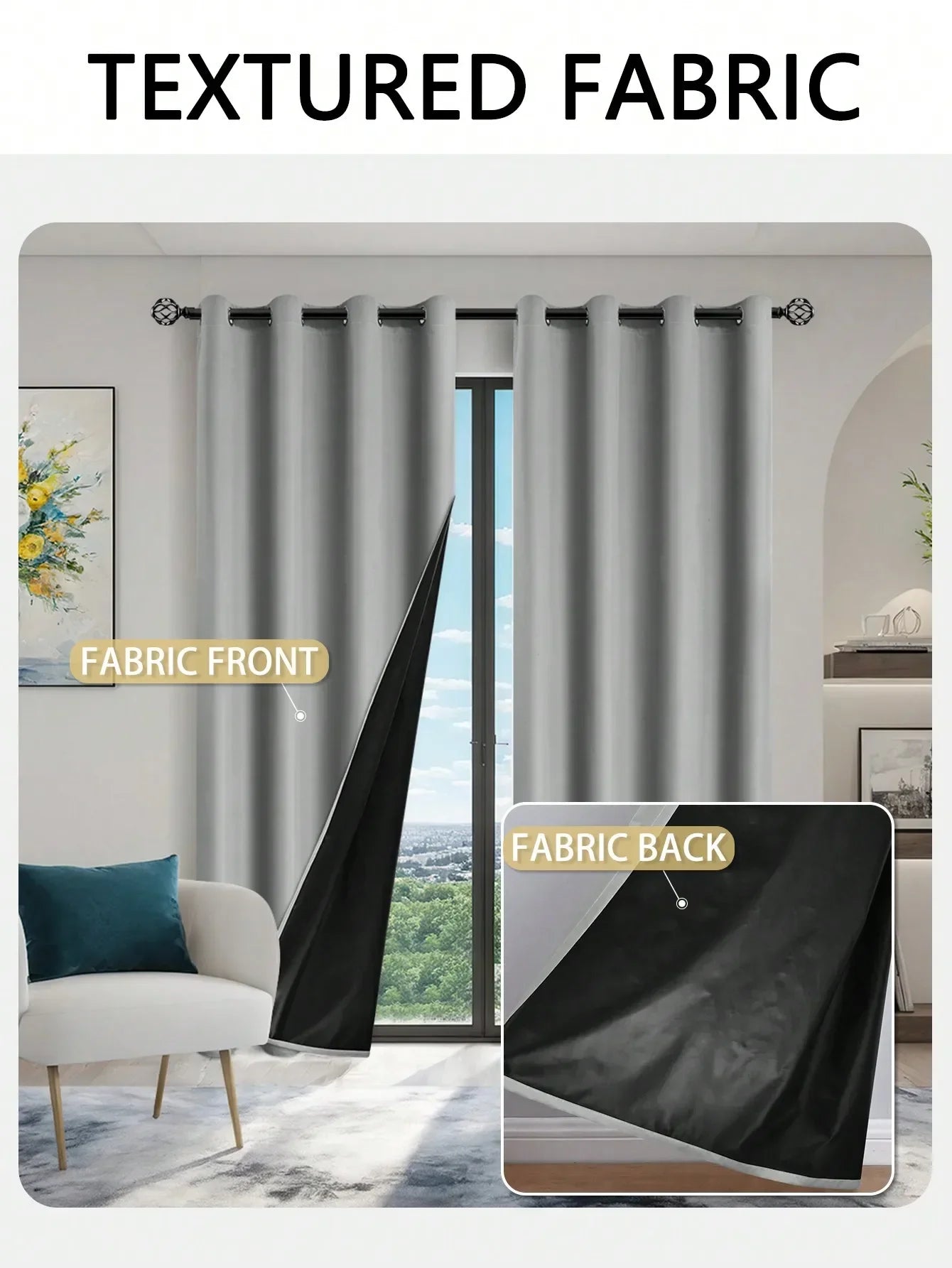 1pc Solid Blackout Curtains with Grommets, Total Privacy Drapes for Bedroom