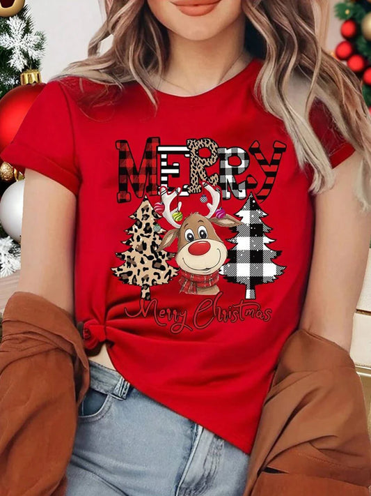 Reindeer Rudolph for women's Christmas tshirt