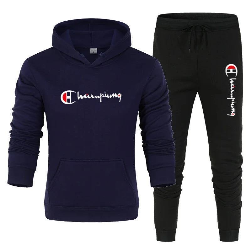 Men's Tracksuit Hooded Sweatshirt+Sweatpants 2 Pcs