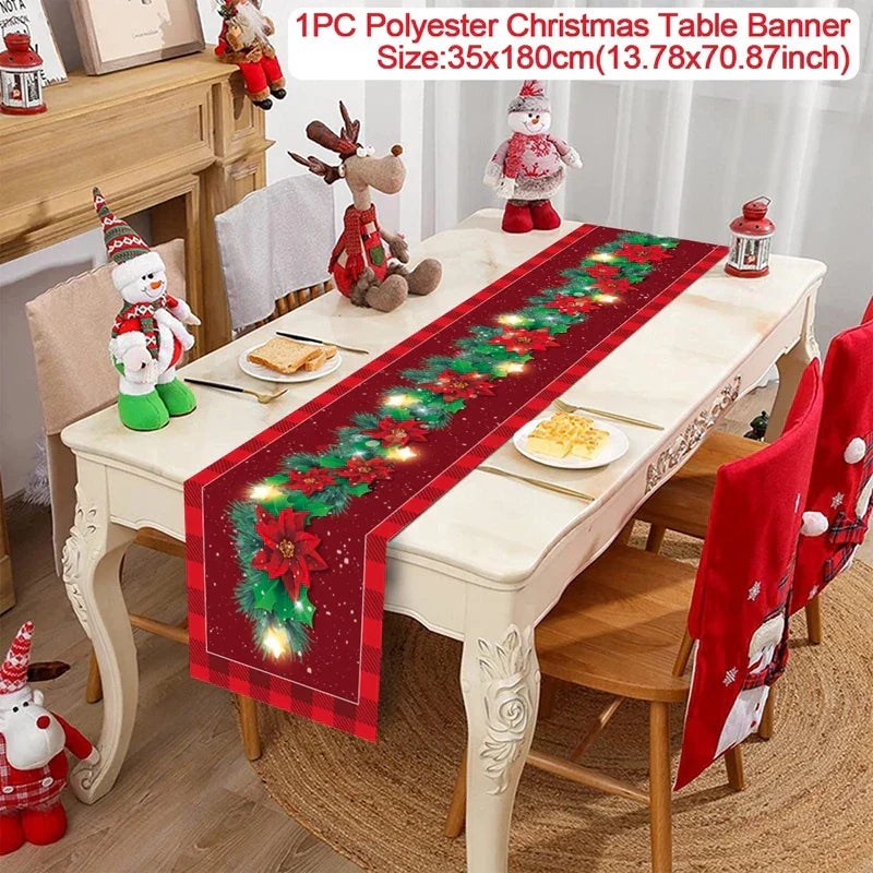 Christmas Table Runner Cloth Merry Christmas Table Decor