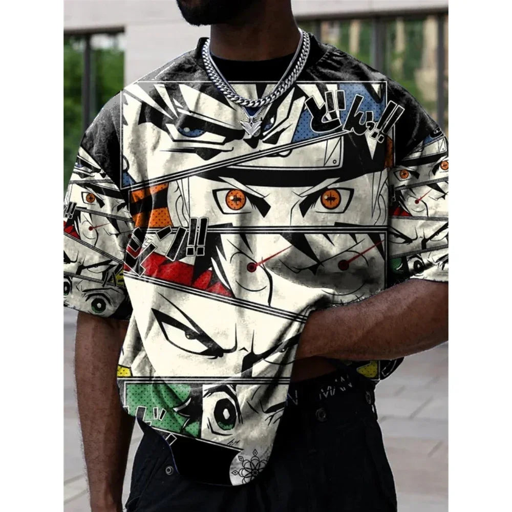 Anime Plus Size Casual Printed T-shirt for Men's