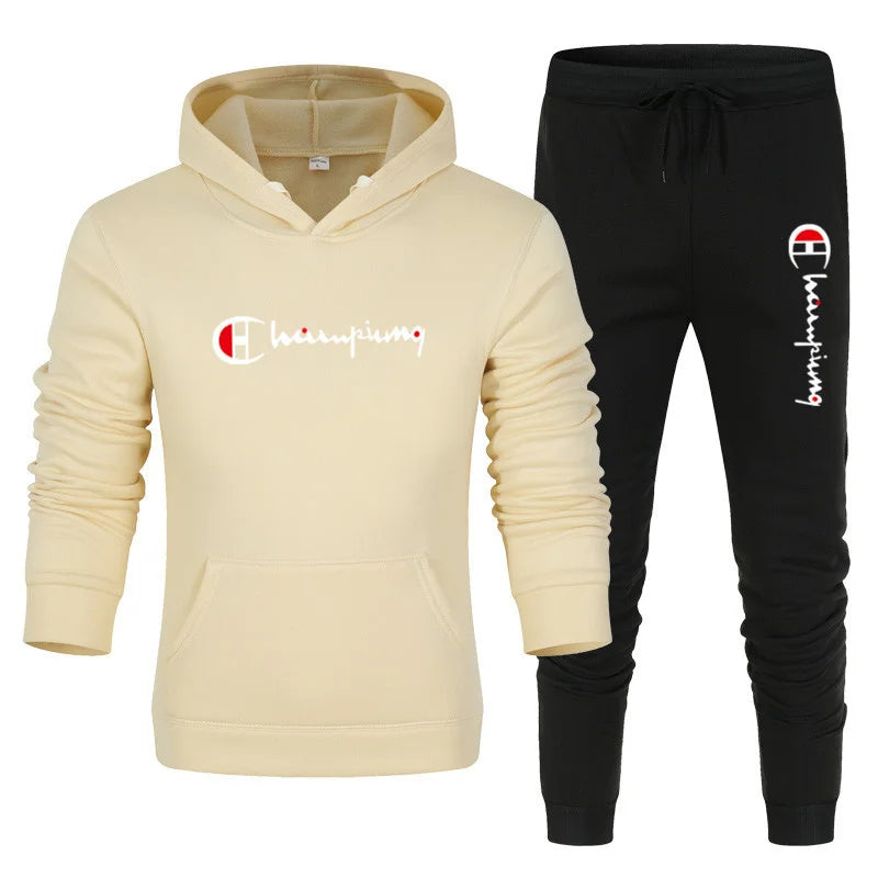 Men's Tracksuit Hooded Sweatshirt+Sweatpants 2 Pcs