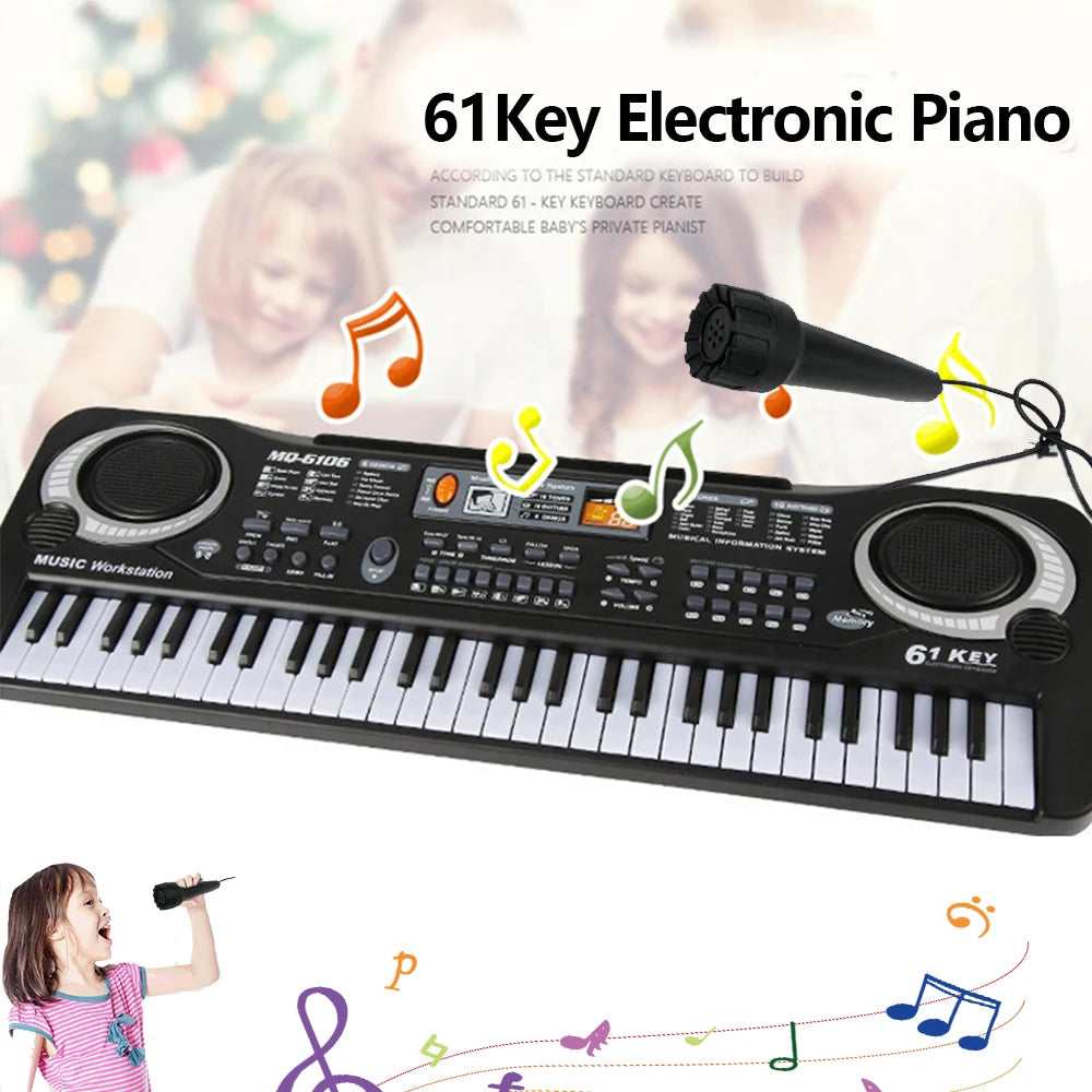 Kids Electronic Piano Keyboard 61 Keys Organ with Microphone