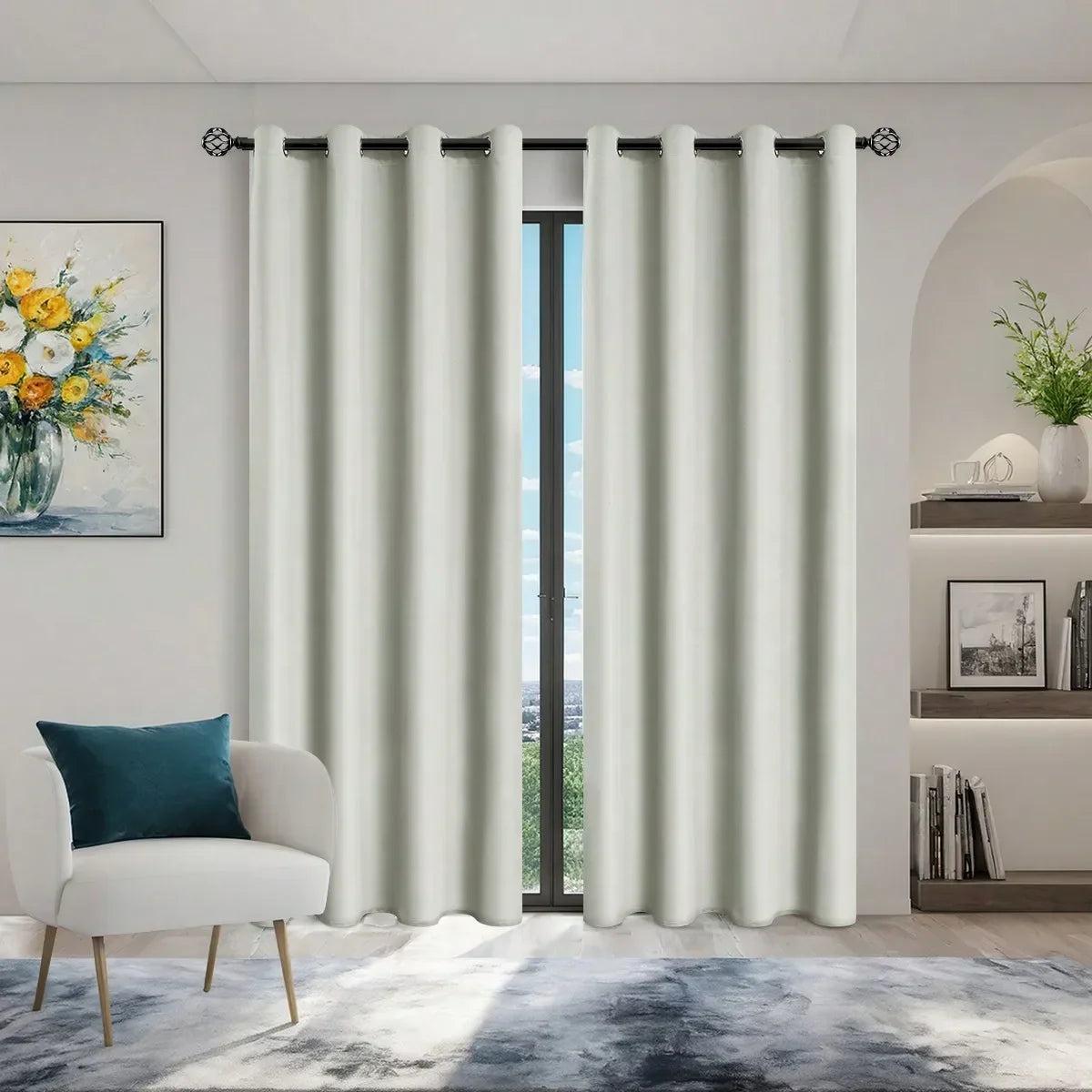 1pc Solid Blackout Curtains with Grommets, Total Privacy Drapes for Bedroom