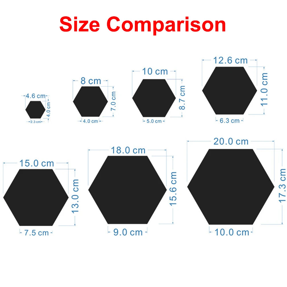 Hexagon Mirror Wall Stickers 3D