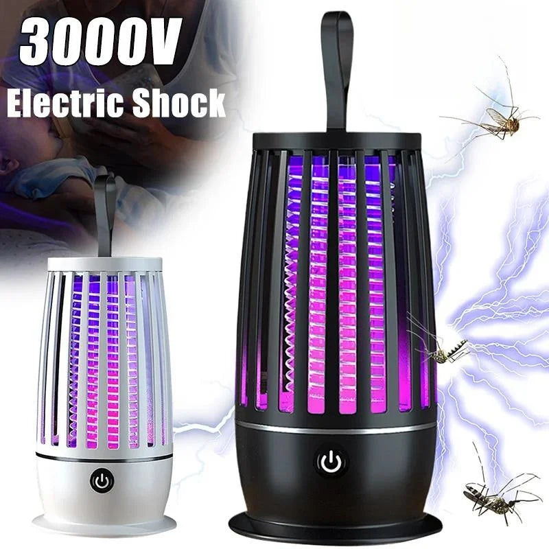 Portable electric lamp that kills mosquitoes, flies and other insects