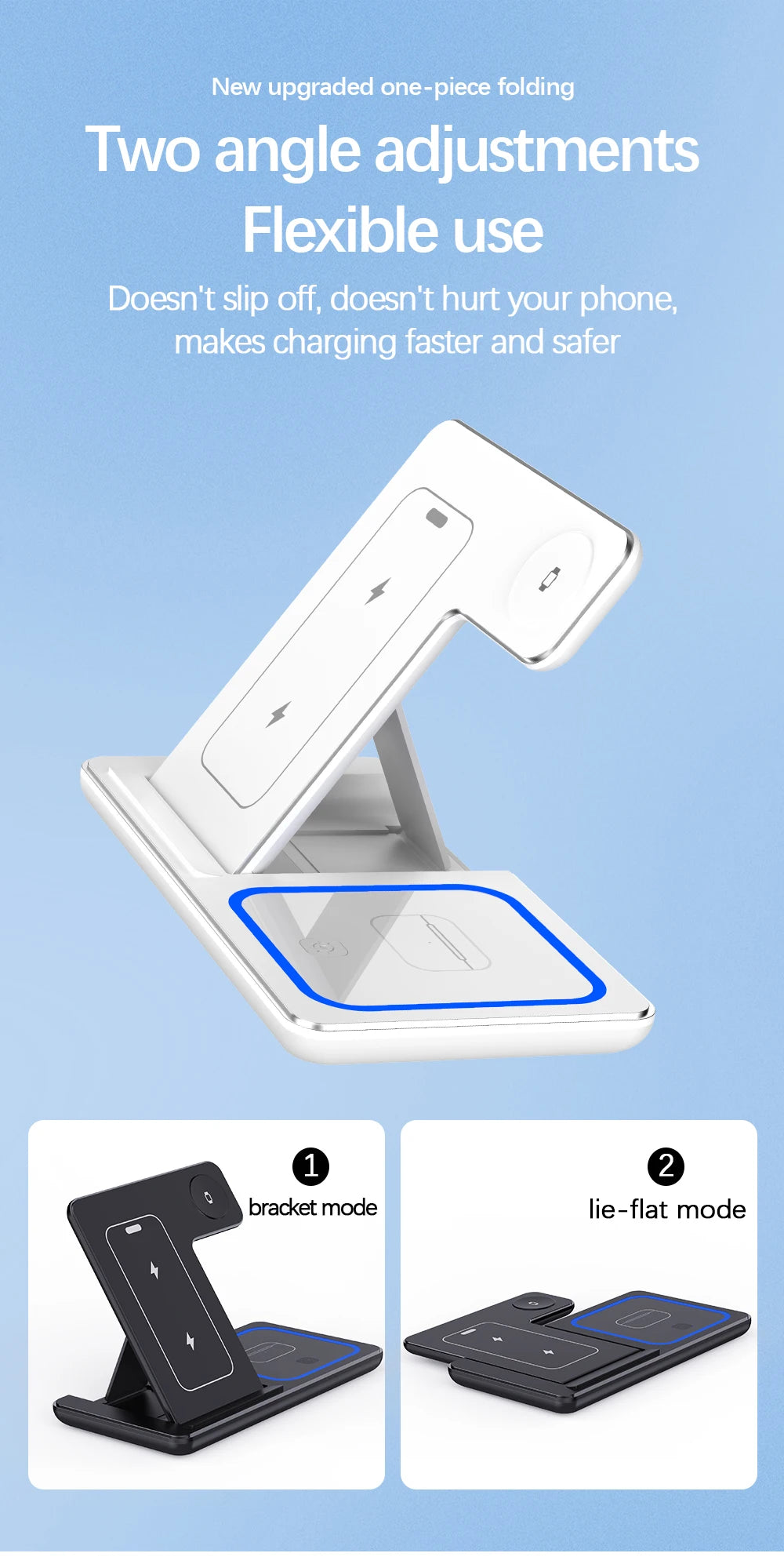 30W LED Fast Wireless Charger Stand 3 in 1