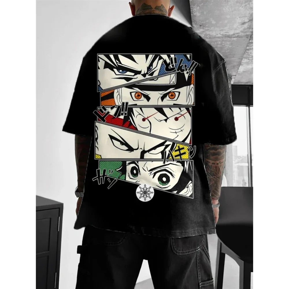 Anime Plus Size Casual Printed T-shirt for Men's