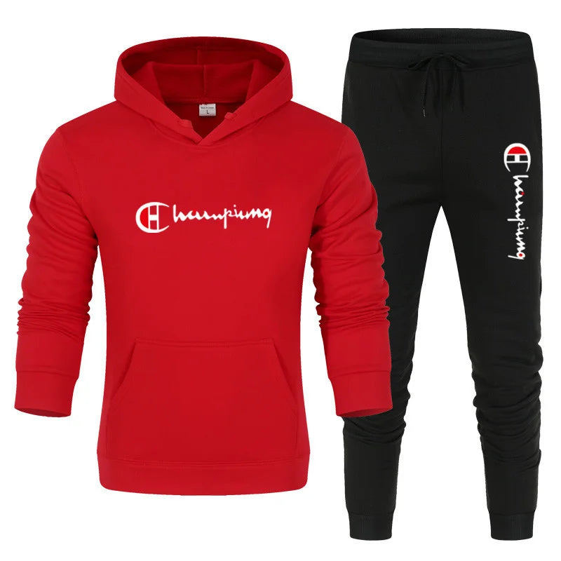 Men's Tracksuit Hooded Sweatshirt+Sweatpants 2 Pcs