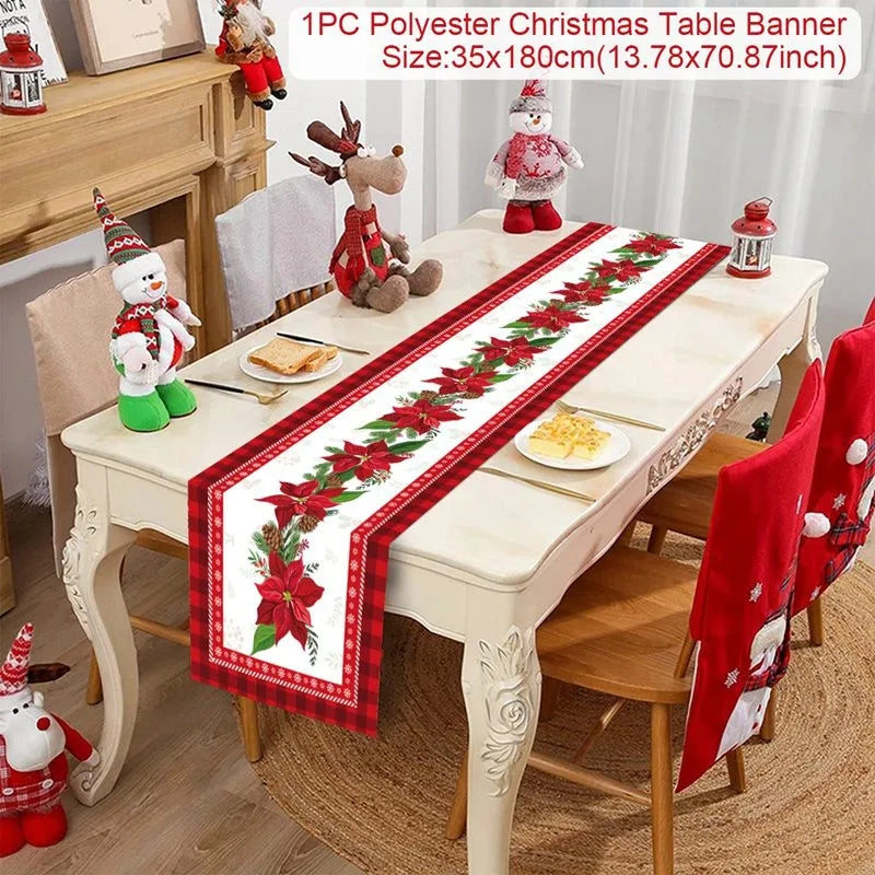 Christmas Table Runner Cloth Merry Christmas Table Decor