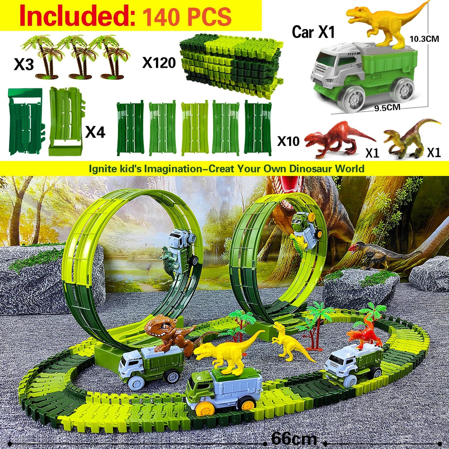 Children Electric Track Toy Car Dinosaur