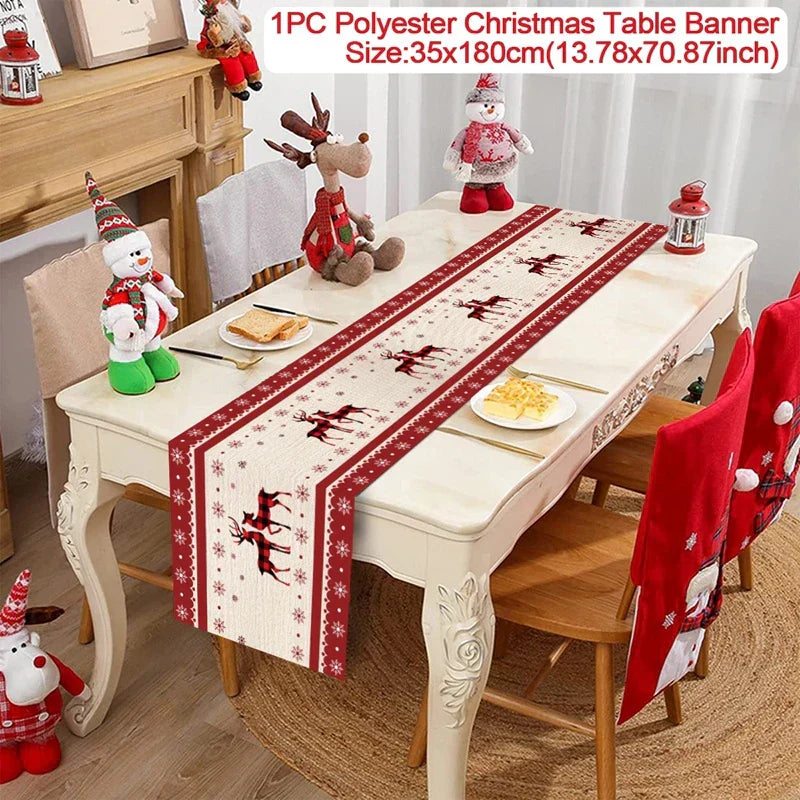 Christmas Table Runner Cloth Merry Christmas Table Decor