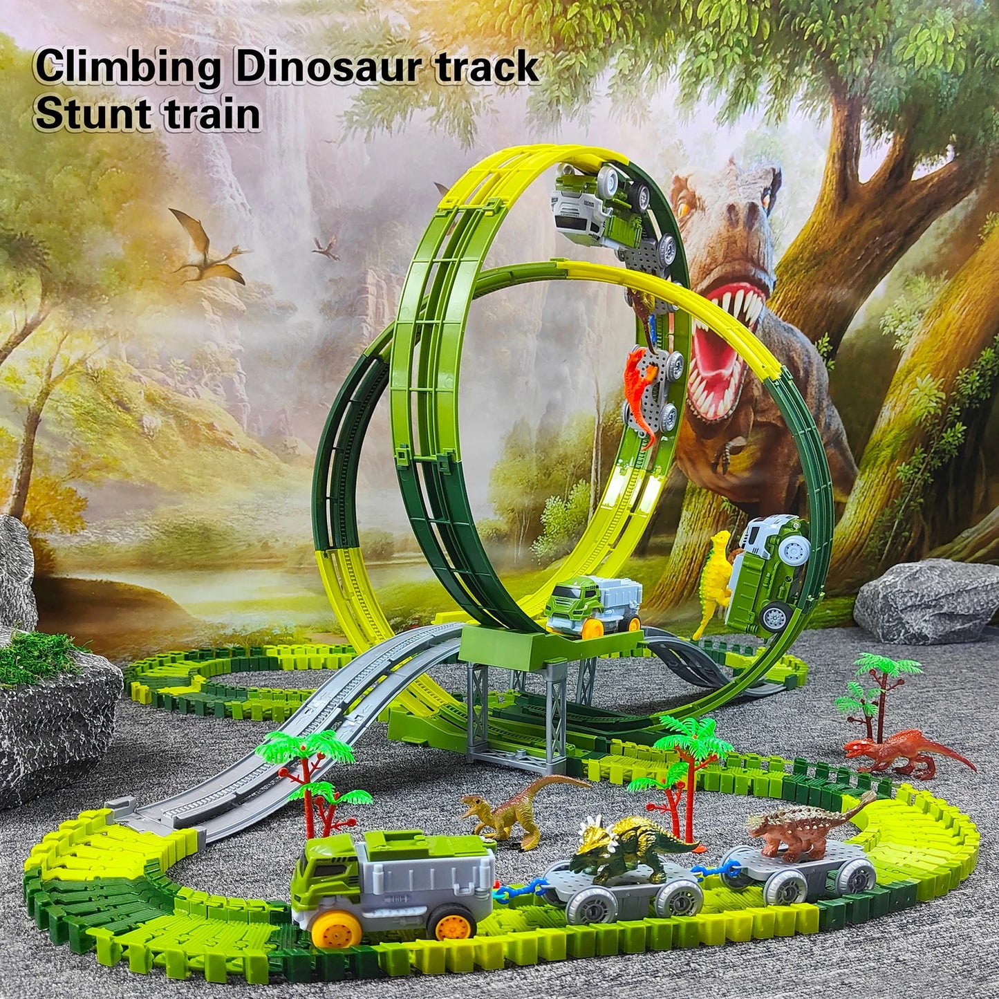 Children Electric Track Toy Car Dinosaur