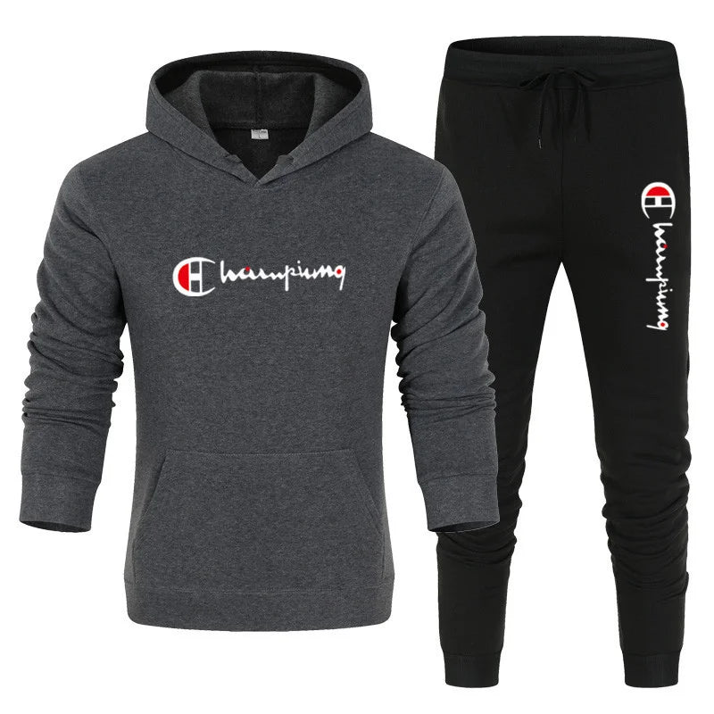 Men's Tracksuit Hooded Sweatshirt+Sweatpants 2 Pcs