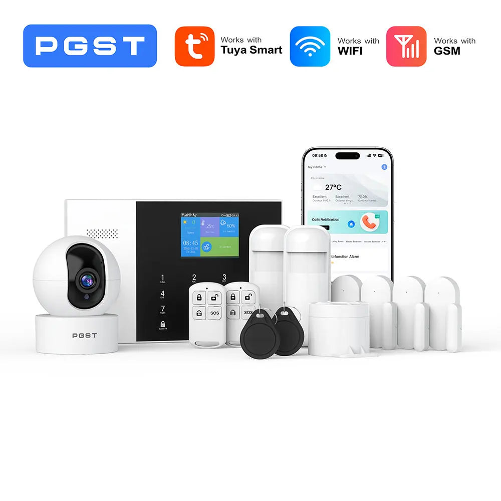 Pgst-sistema de alarme de segurança doméstica sem fio, wi-fi, controle de aplicativos, trabalho com alexa