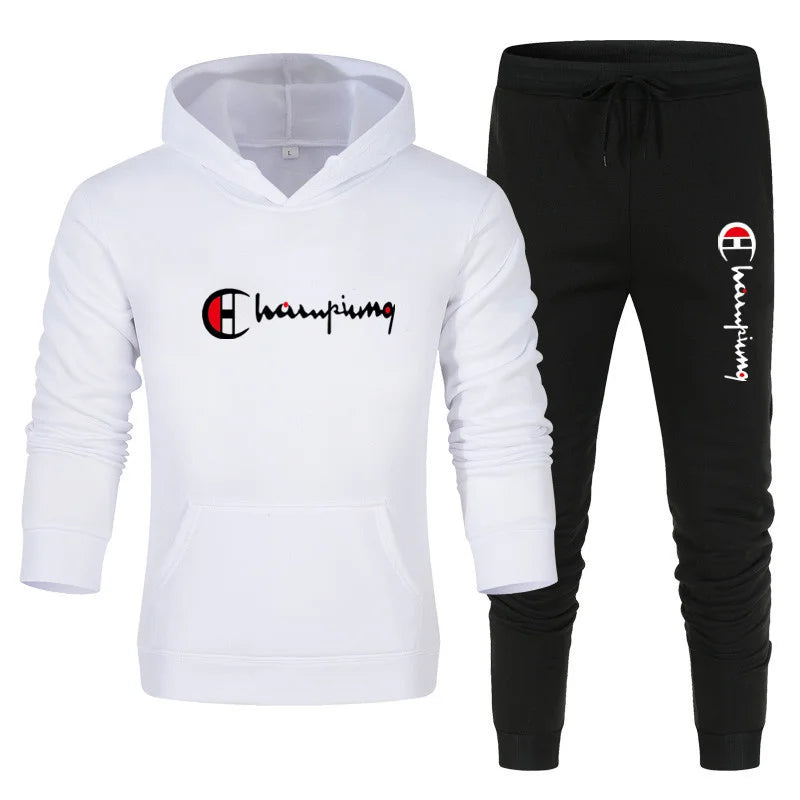 Men's Tracksuit Hooded Sweatshirt+Sweatpants 2 Pcs