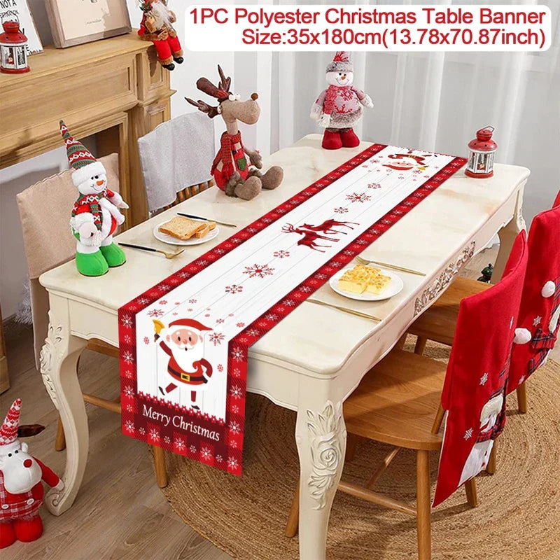 Christmas Table Runner Cloth Merry Christmas Table Decor