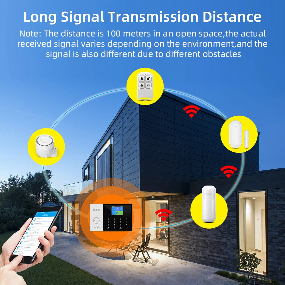 Pgst-sistema de alarme de segurança doméstica sem fio, wi-fi, controle de aplicativos, trabalho com alexa