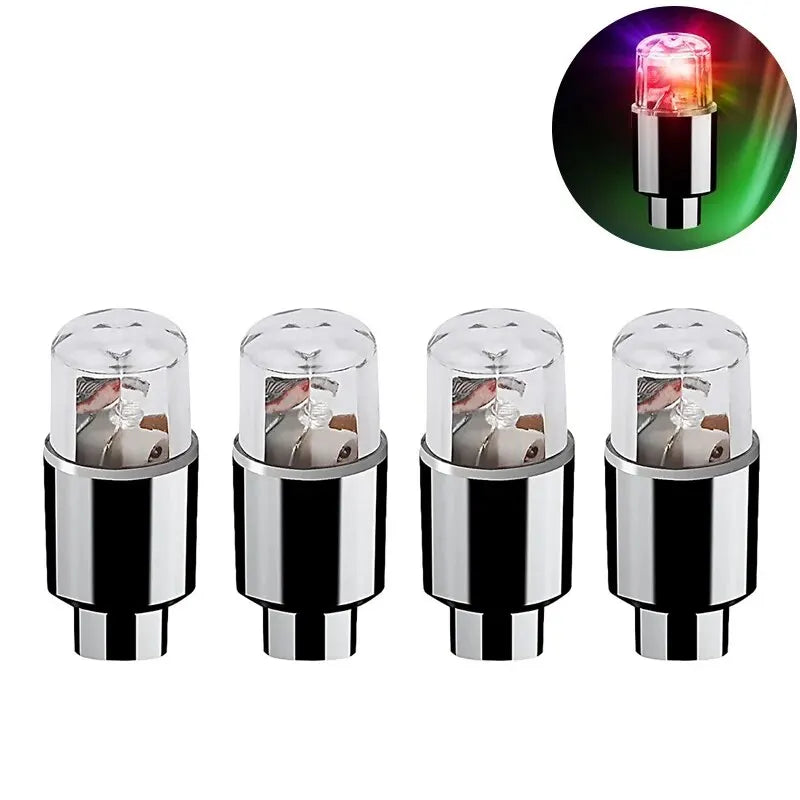 4Pcs Colorful LED Wheel Valve Lights Motorcycle, bike and Car 