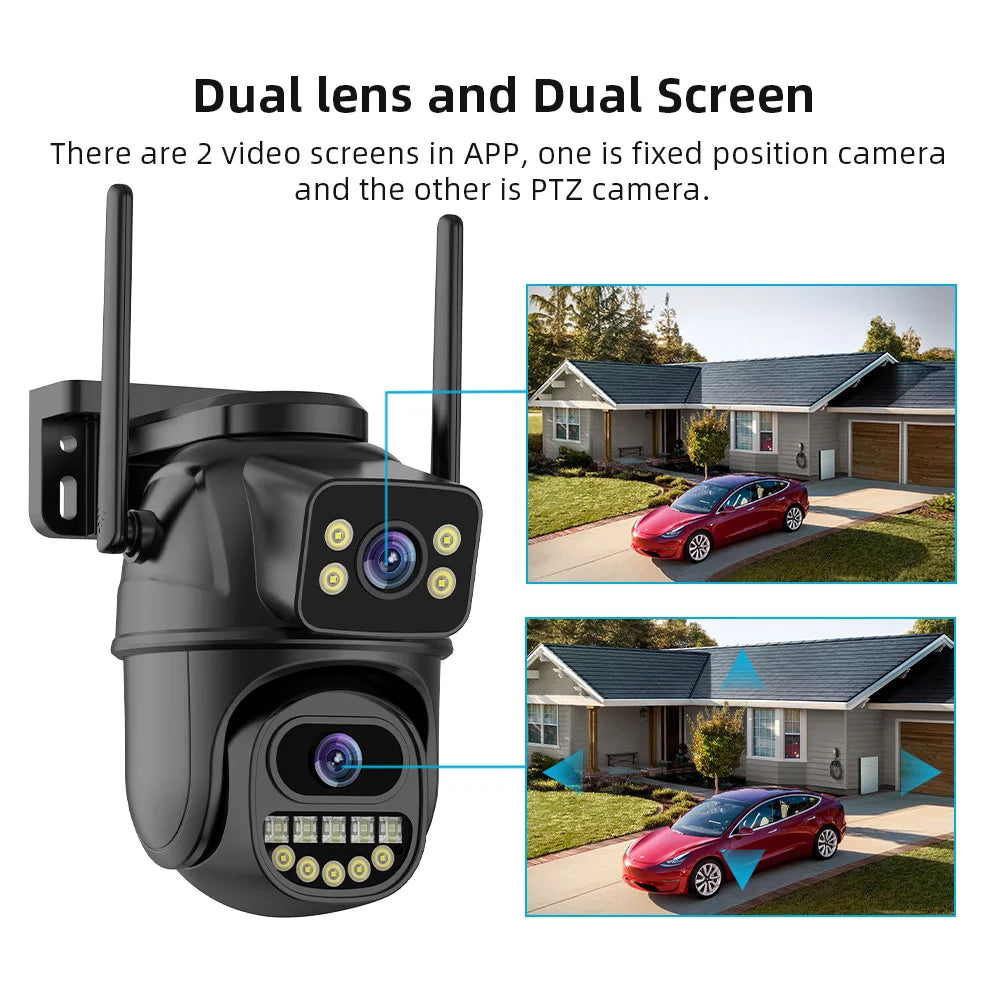 4K 8MP HD Wifi PTZ Camera Outdoor 4MP Dual Lens Dual Screen