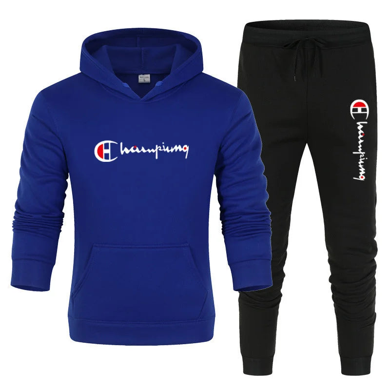 Men's Tracksuit Hooded Sweatshirt+Sweatpants 2 Pcs